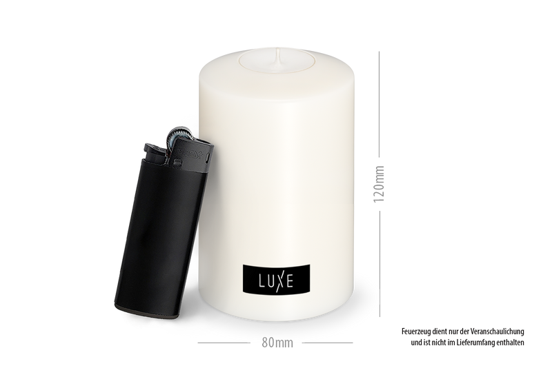 3er-Set LUXE Classic Dauerkerze Ø 8cm (Weiß)