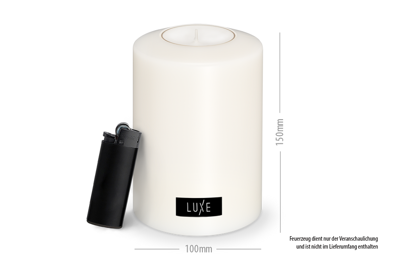 3er-Set LUXE Classic Dauerkerze Ø 10cm (Weiß)