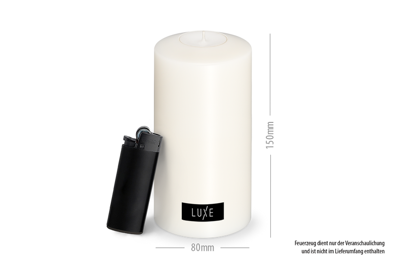 3er-Set LUXE Classic Dauerkerze Ø 8cm (Weiß)