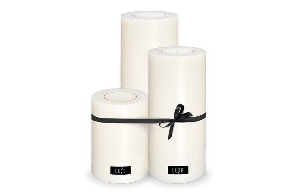 3er-Set LUXE Trend Dauerkerze Ø 10cm (Weiß)