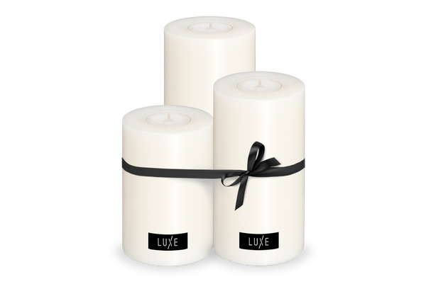 3er-Set LUXE Trend Dauerkerze Ø 8cm (Weiß)