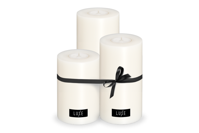 3er-Set LUXE Trend Dauerkerze Ø 8cm (Weiß)