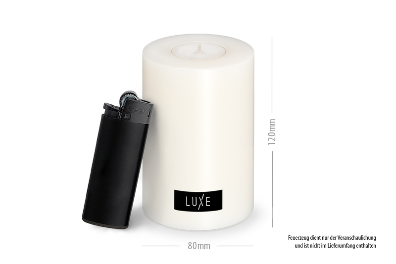 3er-Set LUXE Trend Dauerkerze Ø 8cm (Weiß)