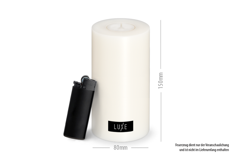 3er-Set LUXE Trend Dauerkerze Ø 8cm (Weiß)
