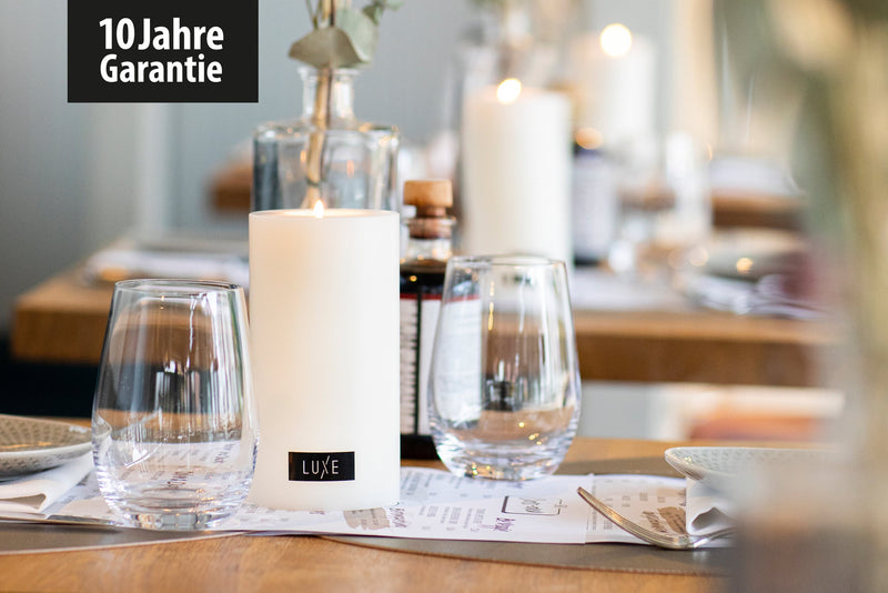 3er-Set LUXE Trend Dauerkerze Ø 10cm (Weiß)