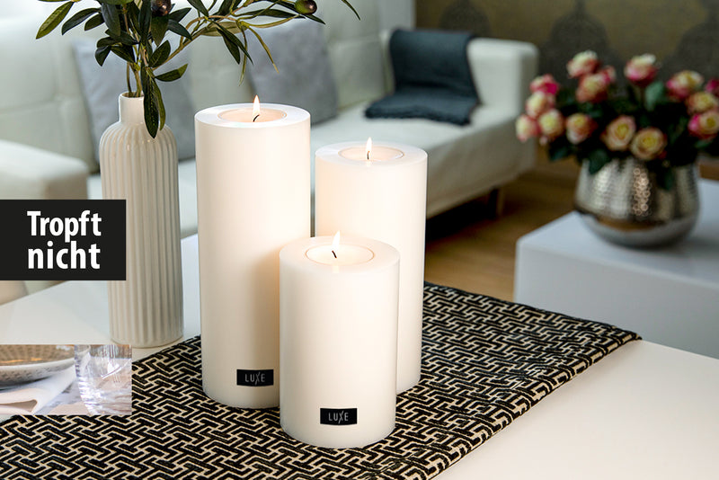 LUXE Trend Dauerkerze Weiß