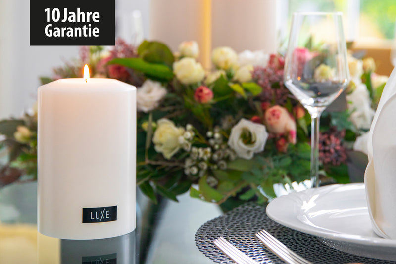 3er-Set LUXE Classic Dauerkerze Ø 10cm (Weiß)